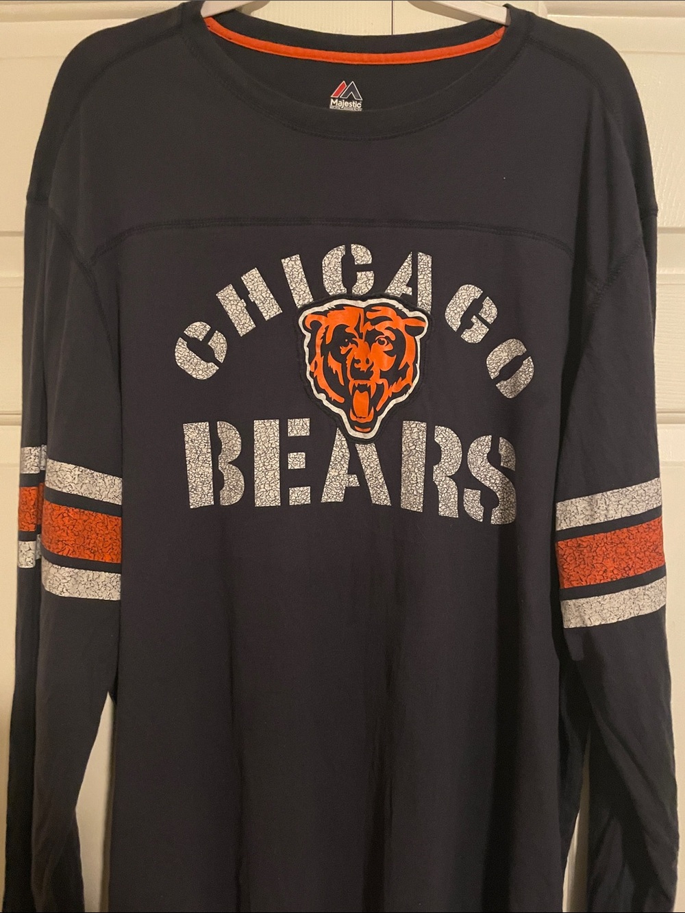 Chicago Bears Navy Long Sleeve Jersey  with Orange & white accents. 2XL
